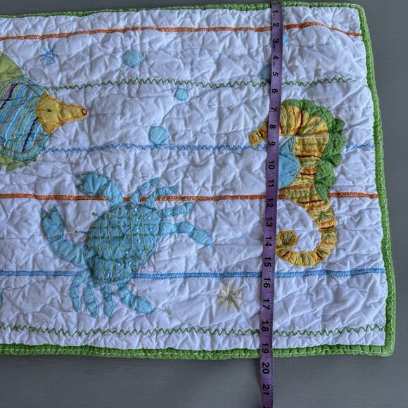 Pottery Barn Kids Ocean Critters Quilted Pillow Sham & Toddler Crib Set 2 Sheets - Picture 3 of 10
